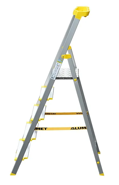 Стремянка алюминиевая анодированная 5 ступеней проф., с орг. (AS705AK015) (ALUMET)