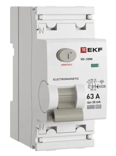 УЗО ВД-100N 63/2 30мА, тип A, 6кА PROXIMA EKF