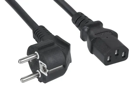 Кабель питания RIPO  1.2м, Schuko-C13 (3*0.5 mm2)  6A, черный, угловая вилка, с заземлением