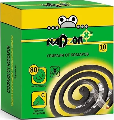 Спирали от комаров малодымные, без запаха NADZOR, уп