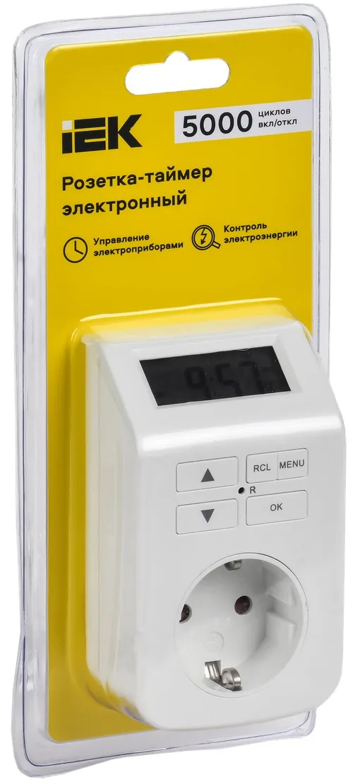 Розетка-таймер электронный РТЭ-5 1мин 7дн 16А IP20 IEK