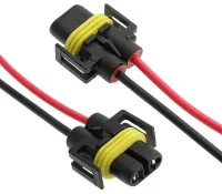 Авт. двухполюсный разъем с проводом, гнездо H8/H11 M (plastic, Cu 10CM)