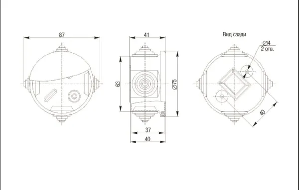 Коробка распред. о/п 75х40 IP44 СЕРАЯ 4 сальника КМ41237 IEK (60)