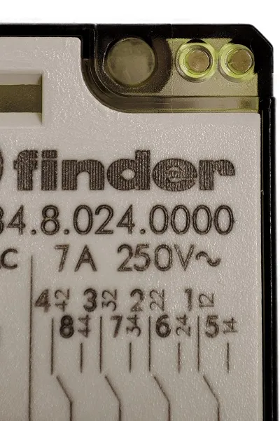 Миниатюрное реле 55.34.8.024.0000 24AC, 4гр.к. 7А (без кнопки тест)