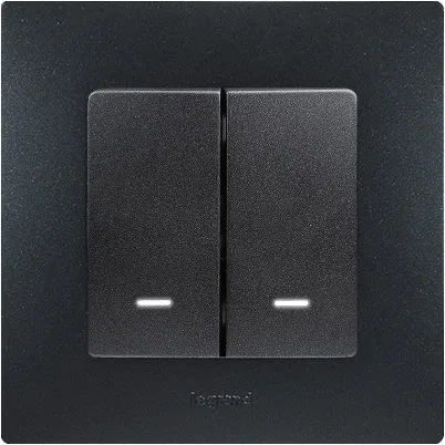 Выключатель 2-кл. с подсветкой Антрацит ETIKA LEGRAND