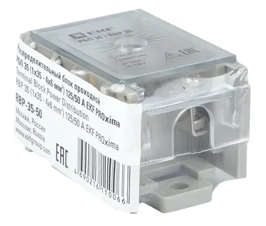 Распределительный блок проходной РБП 35 (1х35-4х6 мм2) 125/50А EKF PROxima