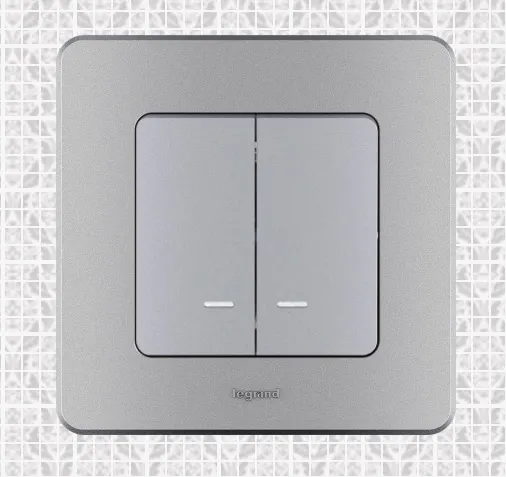 Выключатель 2-кл.с подсветкой Алюминий INSPIRIA LEGRAND