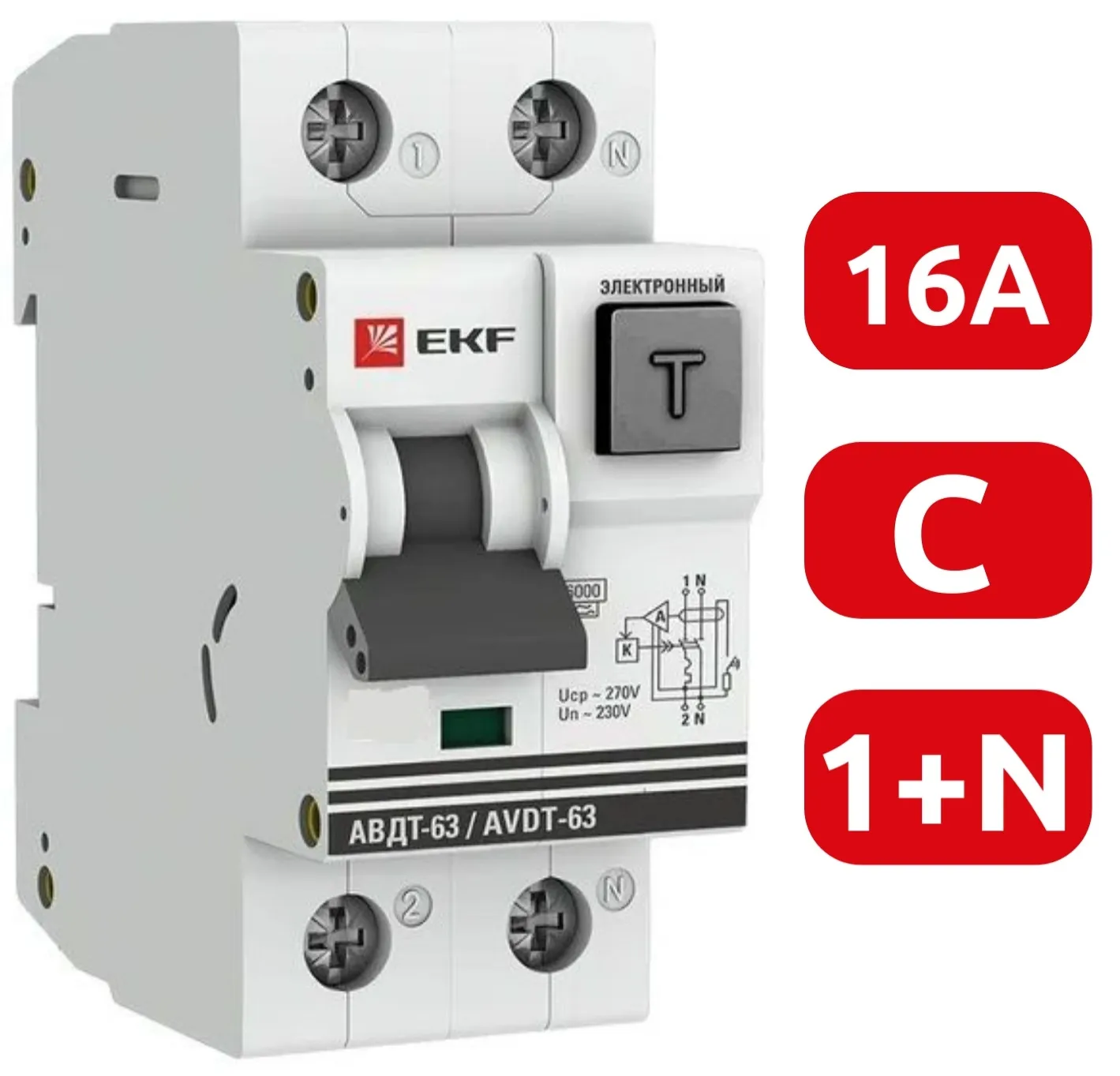 АВДТ-63 C16/1+N 30мА, мех.,тип А, 6кА PROXIMA EKF