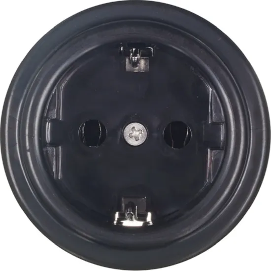 Розетка 1-я с/з Черный (пластик) Bironi