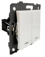 Выключатель 2-кл. с подсветкой белый A-011W "Аура" AWSproducts