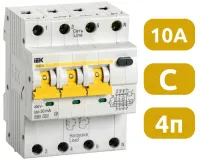 АВДТ34 С10/4/0,03, 30mA, тип АС, 6kA IEK