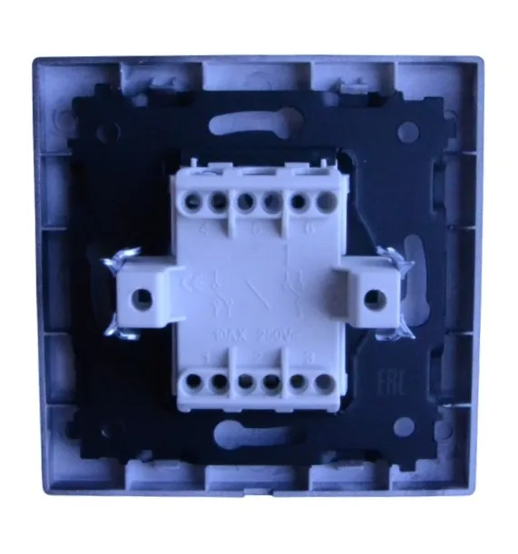 Выключатель проходной 1-кл. с подсветкой чёрный SD-P1004B "Standard" AWSproducts