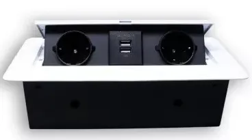 Выдвижная гор. розетка 2 Euro 16A, 2 USB A 5В/2.1А Белый RocketSocket