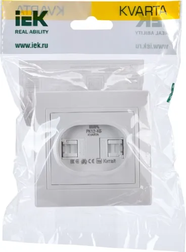 Розетка RJ45 (2-я cat. 5e) белая Кварта IEK