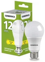 Лампа LED A60 E27 3000К 12Вт 1200Lm GENERICA
