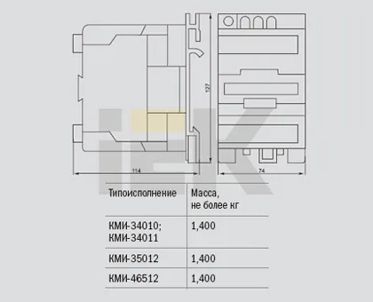 Контактор КМИ-34012 (кат.230В 40А 18,5кВт 1но+1нз) IEK