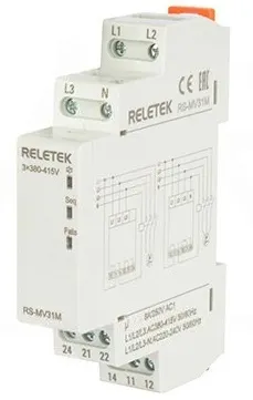 Реле контроля фаз RS-MV31M, 3x380В, 2co Reletek
