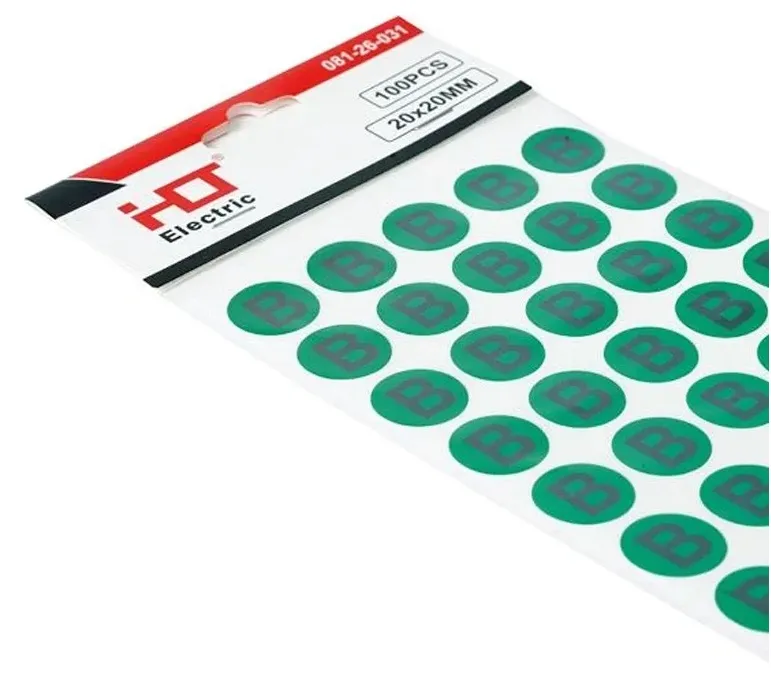 Знак безопасности символ "B" d=20мм зеленый (уп./100 шт) HLT, уп