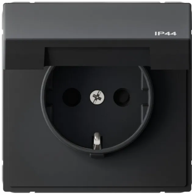Розетка с заземлением ArtGallery Карбон с крышкой, 16А, механизм
