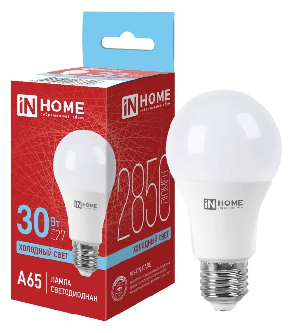 Лампа LED A65 Е27 6500К 30Вт 2850Лм IN HOME