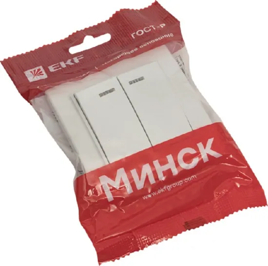 Выключатель 2-кл. с подсветкой Белый Минск EKF