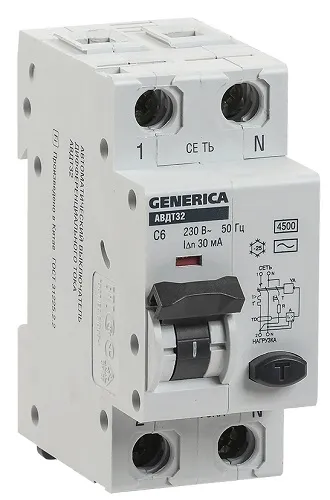 АВДТ 32 C6 - Автоматический Выключатель Дифф. Тока GENERICA
