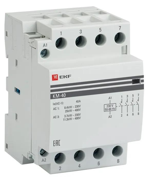 Контактор модульный КМ 40/40 (кат.230В AC, 4но, 40A PROxima) EKF