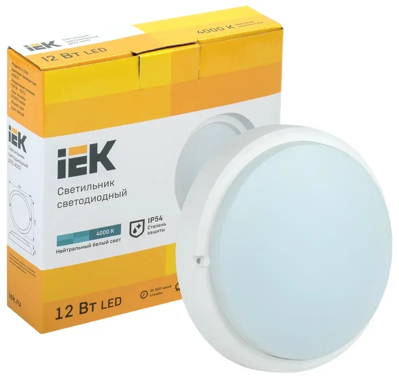 Светильник LED ЖКХ ДПО 4002 12W 800Lm 4000K IP54 круг IEK