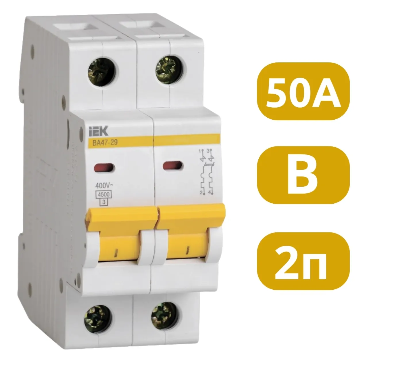 Автоматический выключатель ВА47-29 B50/2 4,5кА IEK