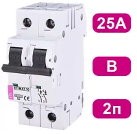 Автоматический выключатель ETIMAT10 B25/2 10кA ETI