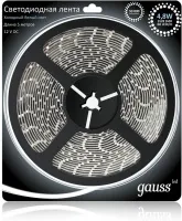 Лента LED 2835/60-SMD 24W 12V DC холодный белый IP20 (блистер 5м) GAUSS