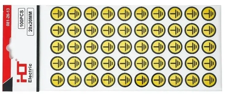 Знак безопасности символ "Земля" d=20мм желтый (уп./100 шт) HLT, уп