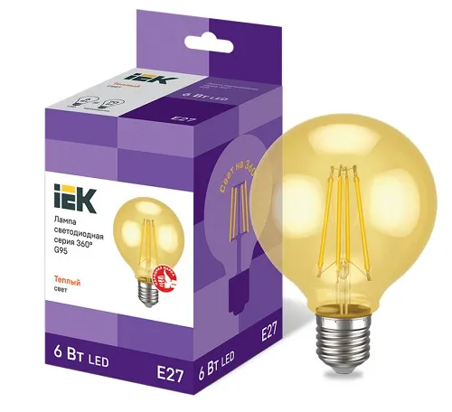 Лампа LED G95 E27 2700K 6Вт 720Lm золото IEK