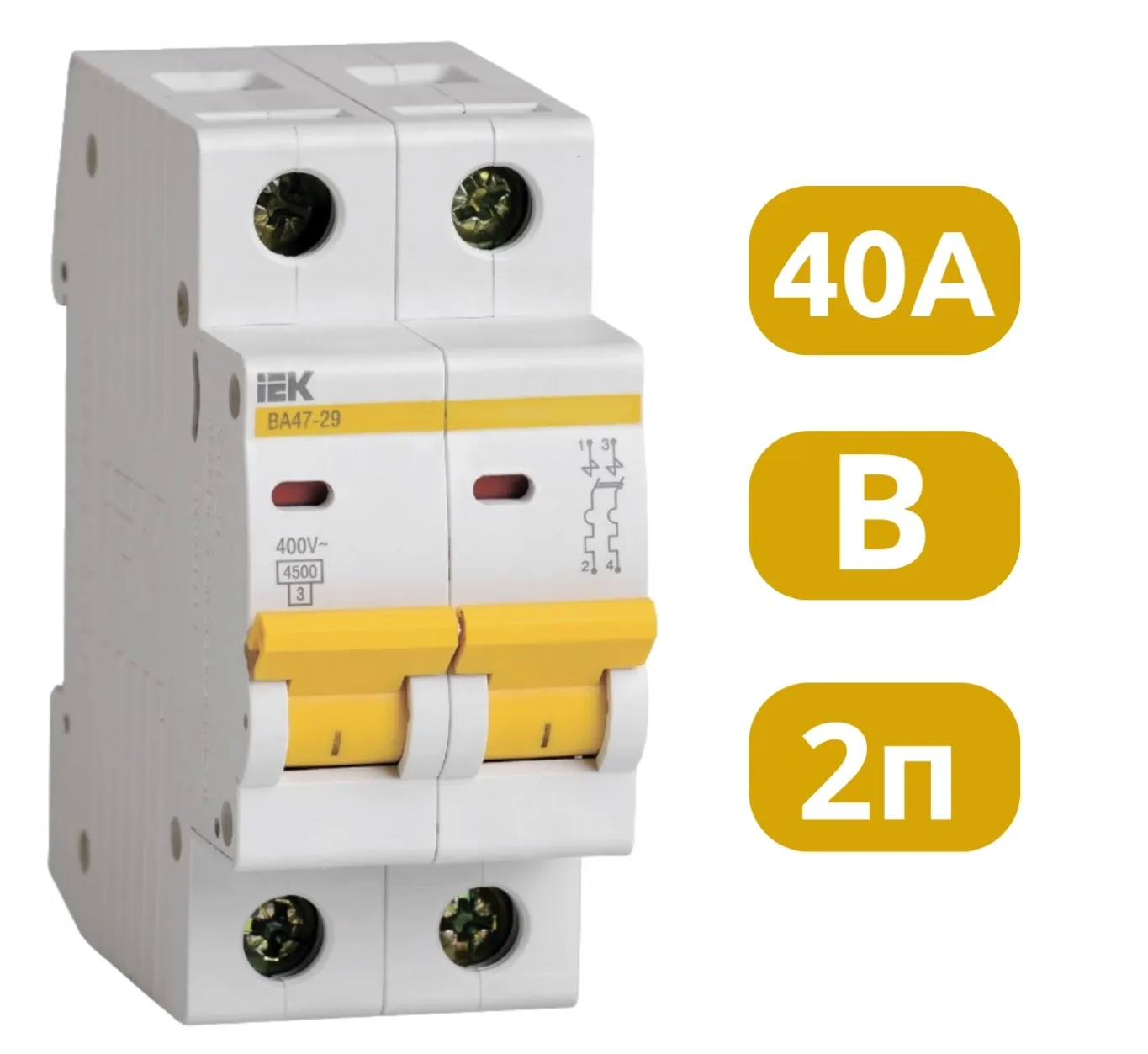 Автоматический выключатель ВА47-29 B40/2 4,5кА IEK