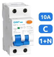 АВДТ NB1L C10/1+N 30мА, тип АC, 10кА CHINT