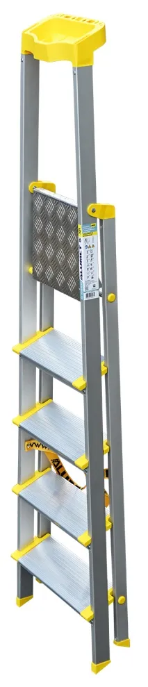 Стремянка алюминиевая анодированная 5 ступеней проф., с орг. (AS705AK015) (ALUMET)