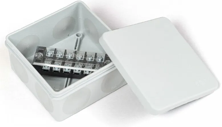 Коробка распред. о/п 100х100х50 IP66 СЕРАЯ пр. монт. двухкомпонентная HF УФ (6-кл. зажим сечение 2,5