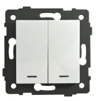 Выключатель 2-кл. с подсветкой белый A-011W "Аура" AWSproducts