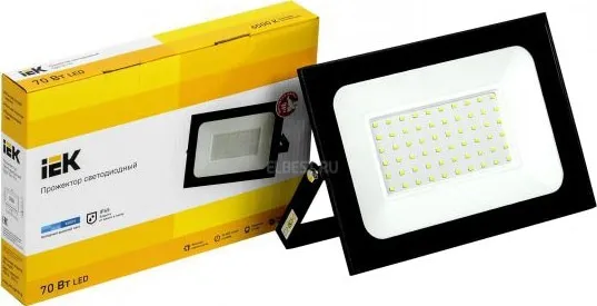 Прожектор LED СДО06 6500К 70Вт 5600Lm IP65 черный IEK