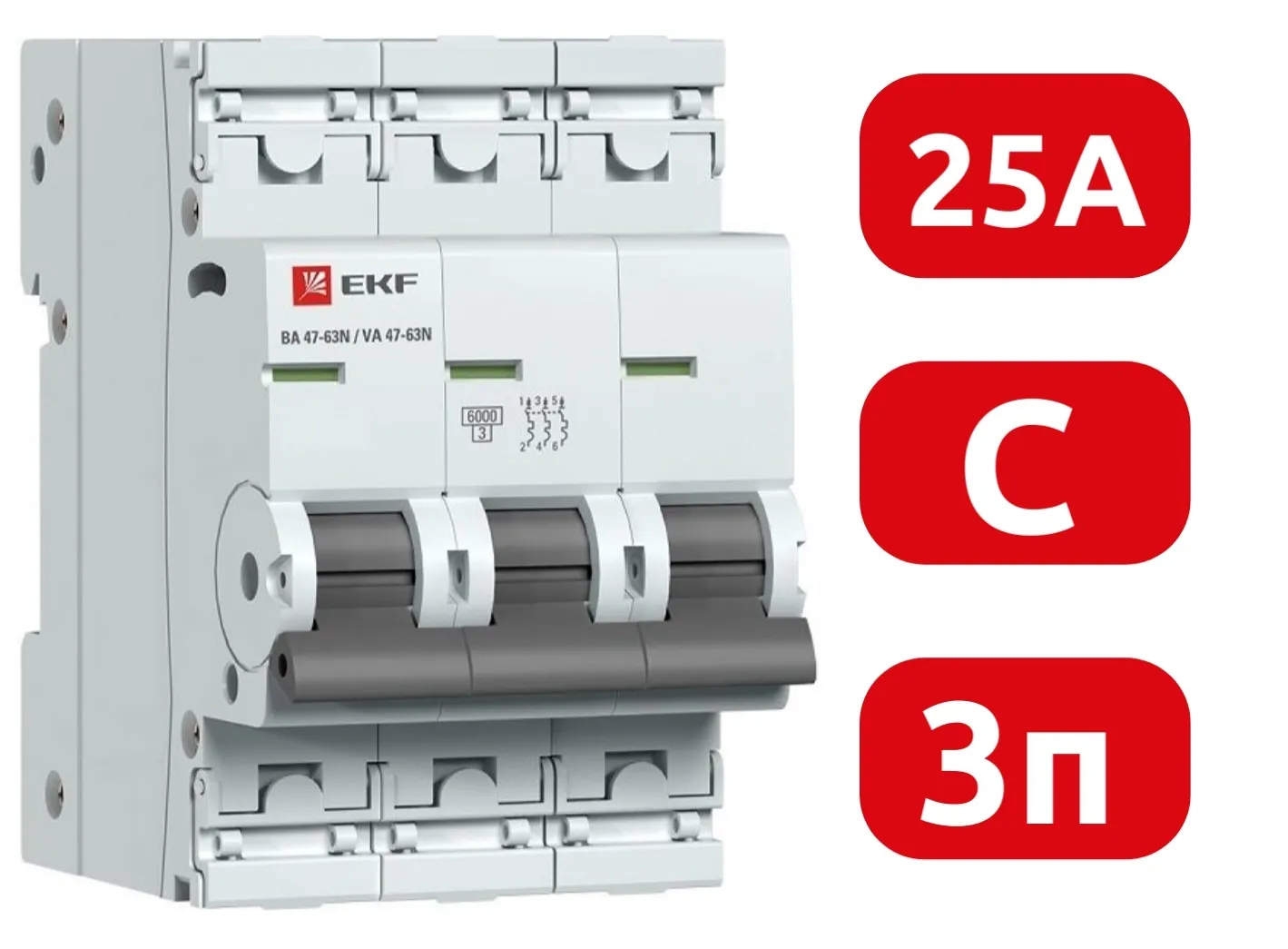 Автоматический выключатель ВА 47-63N C25/3 6кА Proxima EKF