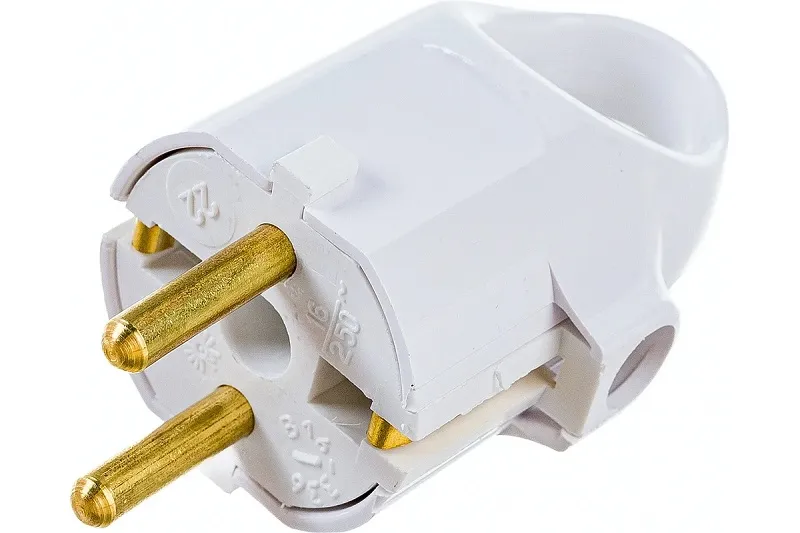 Вилка угловая с кольцом с/з 16А Белая Bylectrica (25)