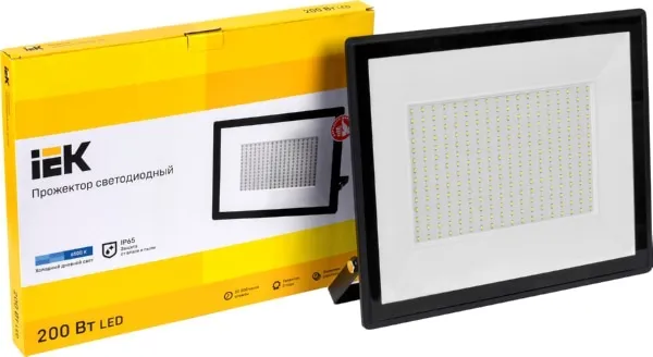 Прожектор LED СДО06 6500К 200Вт 16000Lm IP65 черный IEK