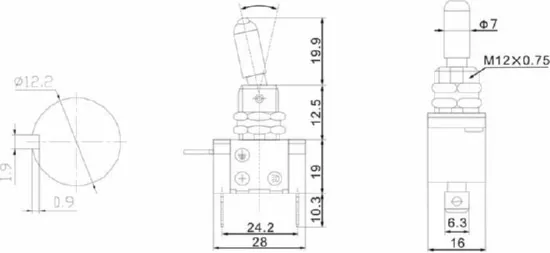 Тумблер 12V 20А (3c) ON-OFF LED зел. Rexant
