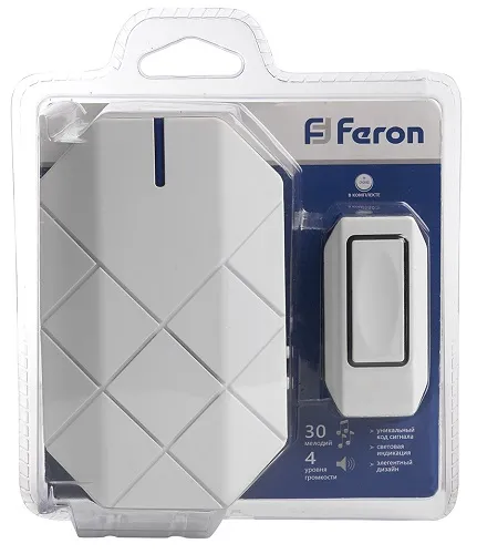 Звонок электрический дверной, (30 мелодий), белый, E-377