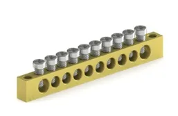 Шина нулевая KSN-1-5-8x12-12-Ni никелированная, сечение 8х12, 12 отв., крепеж по краям