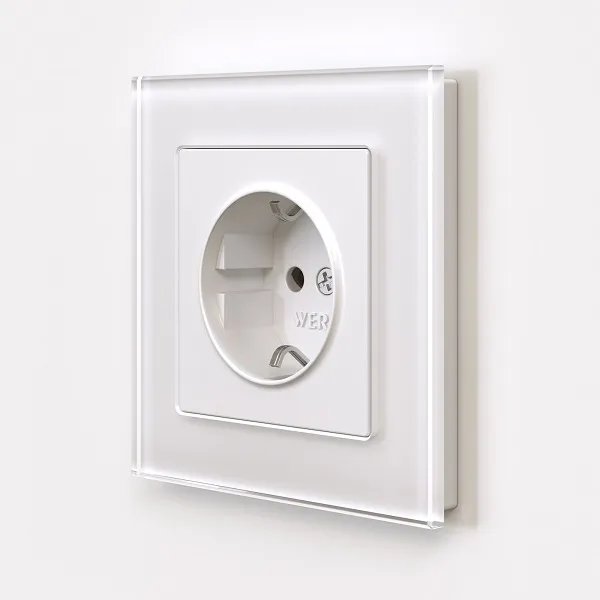 Розетка 1-я с/з Белый матовый WERKEL