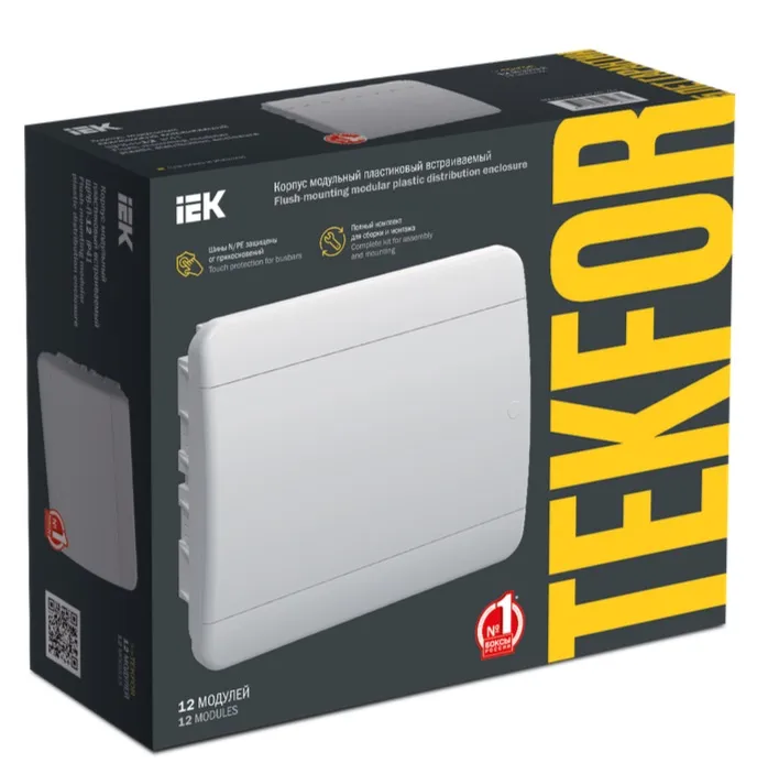 Щит навесной пласт ЩРН-П-12 IP41 черная прозрачная дверь TEKFOR IEK