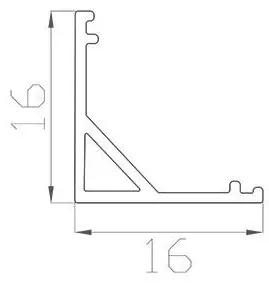 Профиль угловой алюминиевый LPU-1616-2 (2м)