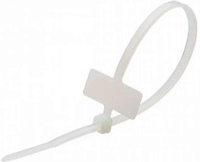 Хомут 3,0*100 белый нейлон с маркировочной площ (100 шт) КСМ (КВТ), уп