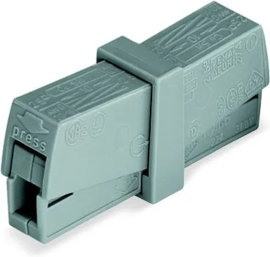 Клемма рычажковая проходная 2 отверстия 0,5-2,5 24А серая (WAGO)